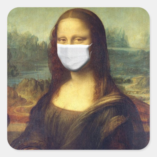 Sticker Carré Mona Lisa Via Corona Virus (Devant)
