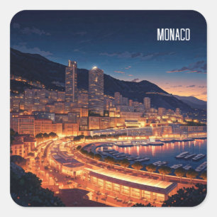 Sticker Carré Monaco Monte Carlo la nuit