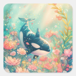 Sticker Carré Monde Floral d'Orca