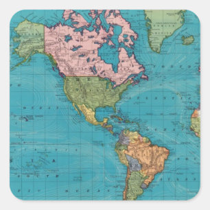 Sticker Carré Monde, la projection de Mercator