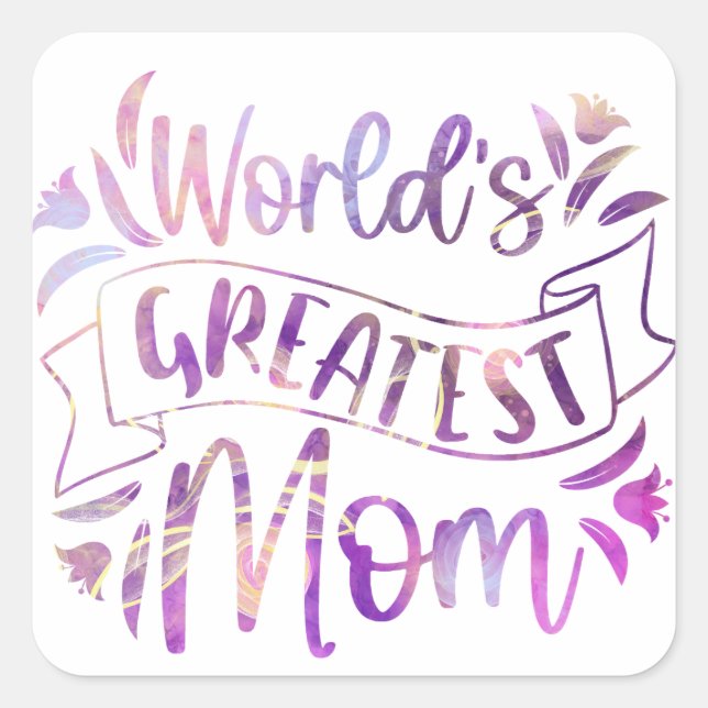 Sticker Carré Monde Meilleure maman (Devant)