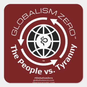Sticker Carré Mondialisme Zero™ Cercle blanc avec logo Black Glo