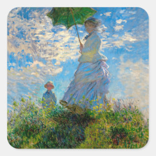 Sticker Carré Monet Femme Parasol Impressionnisme