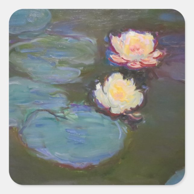 Sticker Carré Monet Water Lys Pond Nénuphars Peinture (Devant)