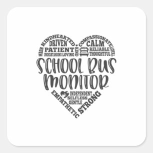 Sticker Carré Moniteur de bus scolaire, moniteur de bus scolaire