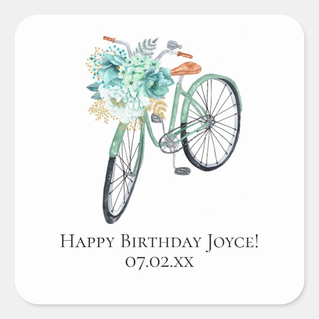 Sticker Carré Monnaie Bicycle Anniversaire do-it-yourself Faveur (Devant)