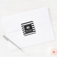 Monogramme à rayures noir et blanc