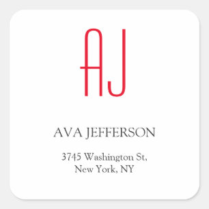 Sticker Carré Monogramme blanc simple