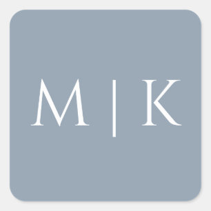 Sticker Carré Monogramme bleu foncé Élégant Mariage minimal simp