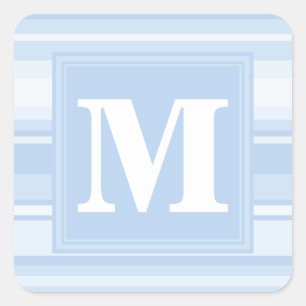 Sticker Carré Monogramme Bleu rayures