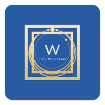 Monogramme Carré Gold Géométrie Royal Blue