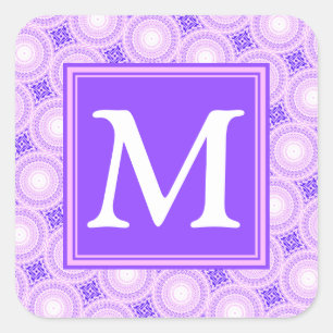 Sticker Carré Monogramme cercles violets motif