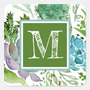 Sticker Carré Monogramme Champ I Succulent