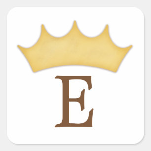 Sticker Carré Monogramme Couronne dorée Enfants Sceau royal pers