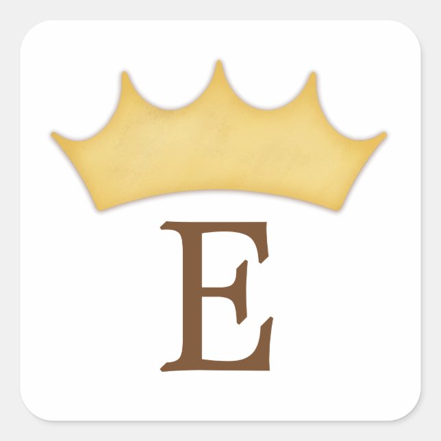 Sticker Carré Monogramme Couronne dorée Enfants Sceau royal pers (Devant)