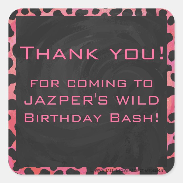 Sticker Carré Monogramme Dalmatien Noir et Rouge (Devant)