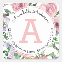 Monogramme d'aquarelle florale rose-rose moderne