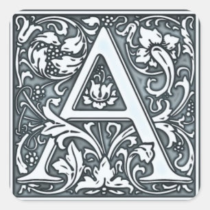 Sticker Carré monogramme d'argent florissant