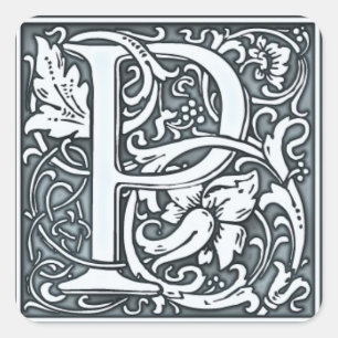 Sticker Carré monogramme d'argent florissant