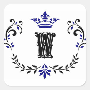 Sticker Carré Monogramme de couronne 'W'