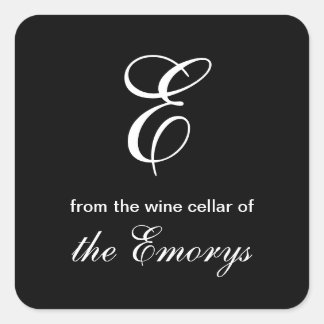 Sticker Carré Monogramme de la cave à vin de Square Labels