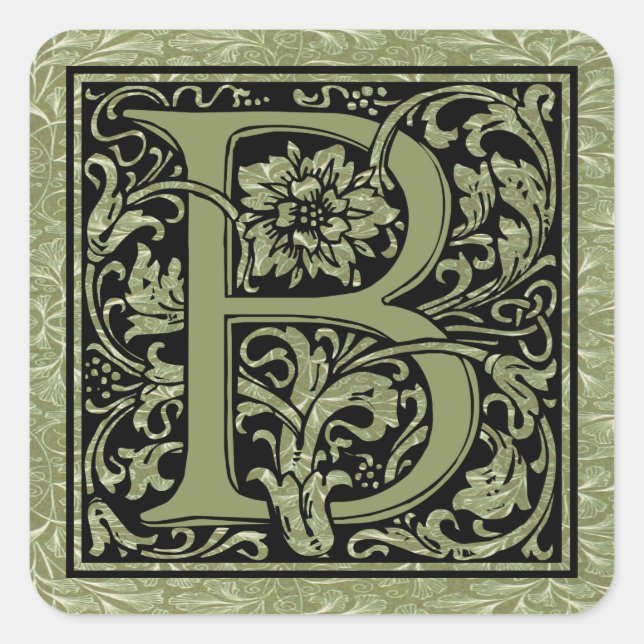 Sticker Carré Monogramme de lettre de la lettre B premier (Devant)