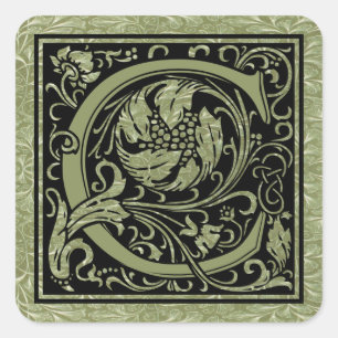 Sticker Carré Monogramme de lettre de la lettre C premier