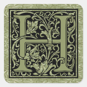 Sticker Carré Monogramme de lettre de la lettre H premier