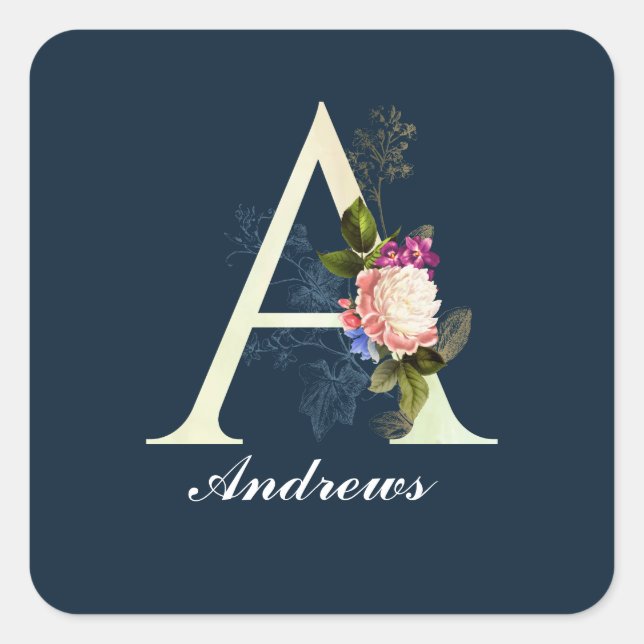 Sticker Carré Monogramme floral A II (Devant)