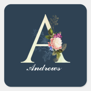 Sticker Carré Monogramme floral A II