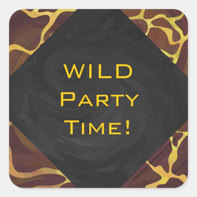 Sticker Carré Monogramme Giraffe Brown, Impression Jaune (Devant)