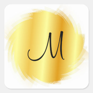 Sticker Carré Monogramme Gold Look Modèle élégant moderne