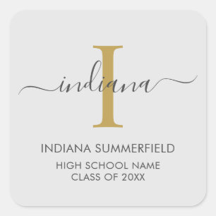 Sticker Carré Monogramme Graduation 2025 Moderne Grad
