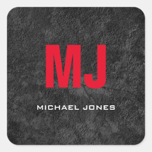 Sticker Carré Monogramme gris unique tendance ton nom