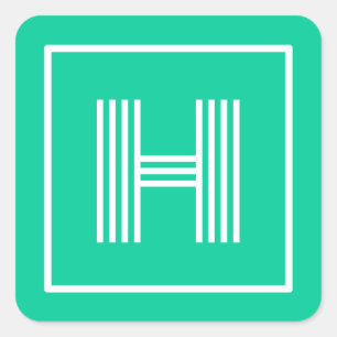 Sticker Carré Monogramme initial caraïbe vert