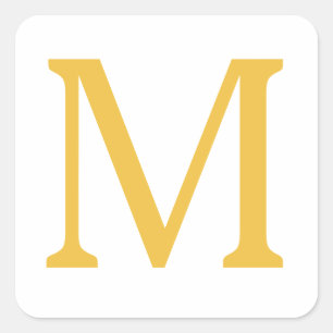 Sticker Carré Monogramme initiale or jaune doré personnalisé 