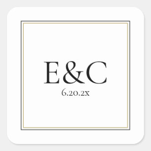 Sticker Carré Monogramme Mariage classique simple