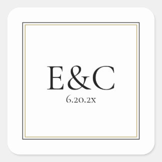 Sticker Carré Monogramme Mariage classique simple