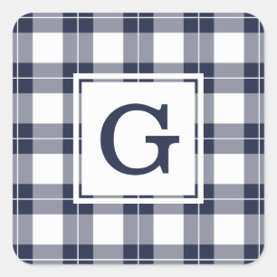 Sticker Carré Monogramme Marine Motif bleu et blanc