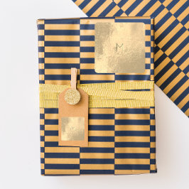 Sticker Carré Monogramme minimal en cuir de métal brillant