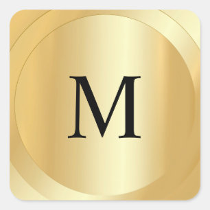 Sticker Carré Monogramme Modèle Faux Gold Custom Modern
