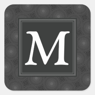Sticker Carré Monogramme motif des cercles de charbon