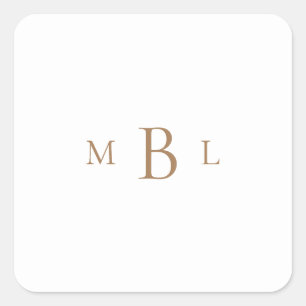 Sticker Carré Monogramme or Mariage blanc