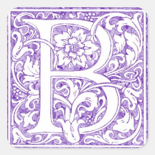 Sticker Carré Monogramme organique "B" (Devant)