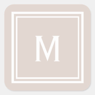 Sticker Carré Monogramme Personnalisé Flush Design Moderne