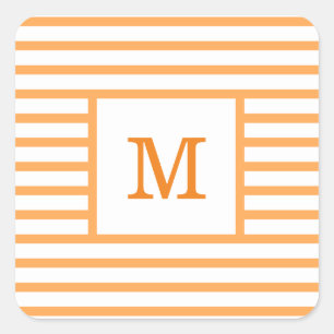 Sticker Carré Monogramme personnalisé Orange et blanc