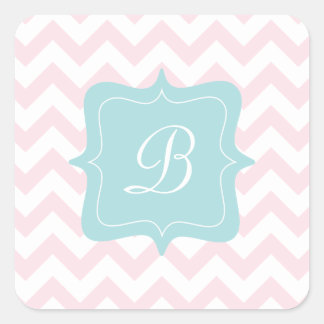 Sticker Carré Monogramme rose Zigzag