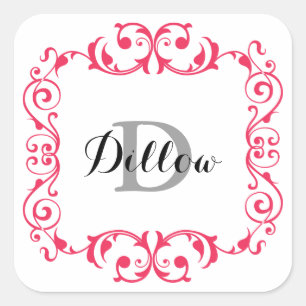 Sticker Carré Monogramme rouge