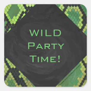 Sticker Carré Monogramme Serpent vert et noir