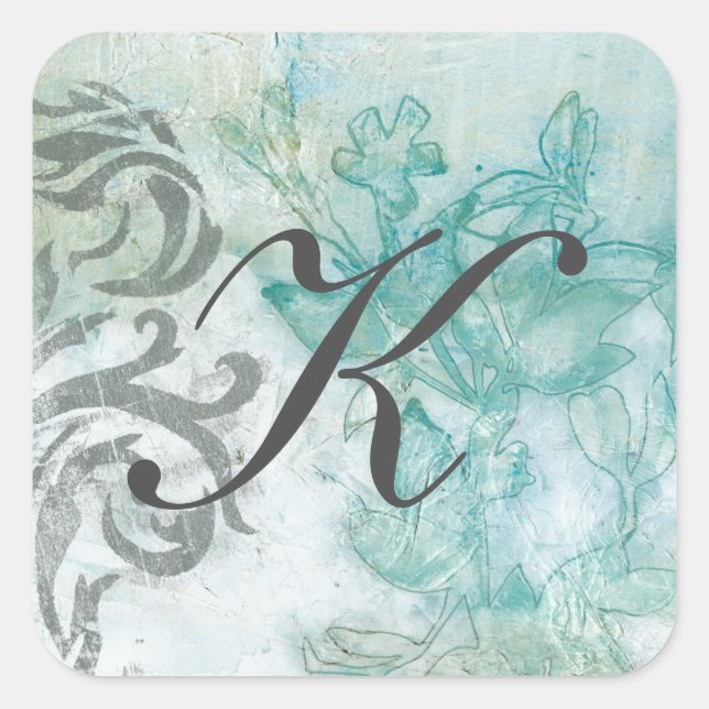 Sticker Carré Monogramme | Spray de fleurs II (Devant)